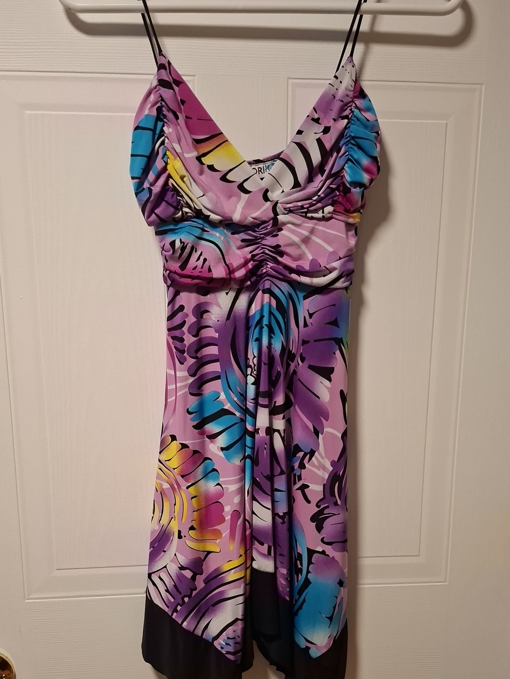 Bright Purple Floral Print Spaghetti Strap Dress